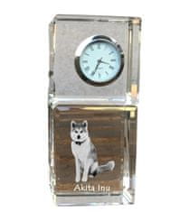 Artdog Akita, Akita Inu - křišťálové hodinky s fotkou, fotka psa v křišťálu, personalizované stolní hodiny od Art-Dog