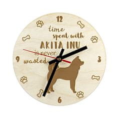 Artdog Akita, Akita Inu - hodiny se psem, dřevěné hodiny s rytinou, personalizované hodiny od Art-Dog