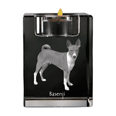 Artdog Basenji, Basenji, Congo Dog - svícen s fotkou psa, křišťálový stojan na čajovou svíčku, personalizovaný dárek od Art-Dog