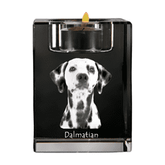 Artdog Dalmatin, Dalmatian Pointer - svícen s fotkou psa, křišťálový stojan na čajovou svíčku, personalizovaný dárek od Art-Dog