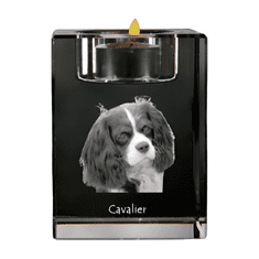 Artdog Cavalier King Charles Spaniel - svícen s fotkou psa, křišťálový stojan na čajovou svíčku, personalizovaný dárek od Art-Dog