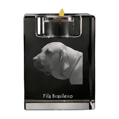 Artdog Fila Brasileiro, Brazilská doga - svícen s fotkou psa, křišťálový stojan na čajovou svíčku, personalizovaný dárek od Art-Dog