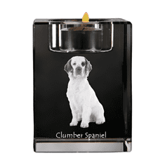 Artdog Clumber Spaniel - svícen s fotkou psa, křišťálový stojan na čajovou svíčku, personalizovaný dárek od Art-Dog