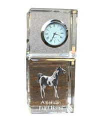 Artdog American Paint Horse - křišťálové hodinky s fotografií, fotografie koně v krystalu, personalizované stolní hodiny od Art-Dog