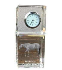 Artdog American Quarter Horse - křišťálové hodinky s fotografií, fotografie koně v krystalu, personalizované stolní hodiny od Art-Dog