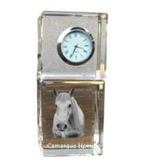 Artdog Camargue horse - křišťálové hodinky s fotografií, fotografie koně v krystalu, personalizované stolní hodiny od Art-Dog