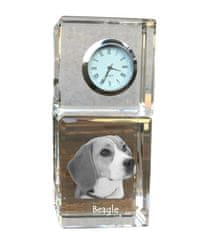 Artdog Beagle - křišťálové hodinky s fotkou, fotkou psa v křišťálu, personalizované stolní hodiny od Art-Dog