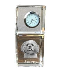 Artdog Lhasa Apso - křišťálové hodinky s fotkou, fotka psa v křišťálu, personalizované stolní hodiny od Art-Dog