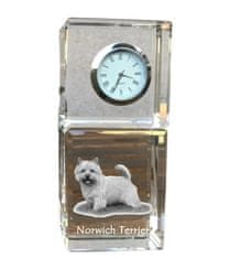 Artdog Norwich Terrier - křišťálové hodinky s fotkou, fotka psa v křišťálu, personalizované stolní hodiny od Art-Dog