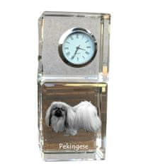 Artdog Pekingese - křišťálové hodinky s fotkou, fotkou psa v křišťálu, personalizované stolní hodiny od Art-Dog