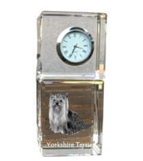 Artdog Yorkshirský teriér, York, York, Yorkie - křišťálové hodinky s fotkou, fotka psa v křišťálu, personalizované stolní hodiny od Art-Dog