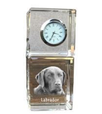 Artdog Labradorský retrívr - křišťálové hodinky s fotkou, fotkou psa v křišťálu, personalizované stolní hodiny od Art-Dog