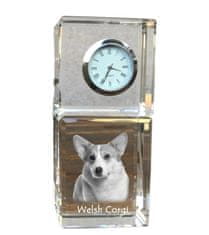 Artdog Pembroke Welsh Corgi - křišťálové hodinky s fotkou, fotkou psa v křišťálu, personalizované stolní hodiny od Art-Dog