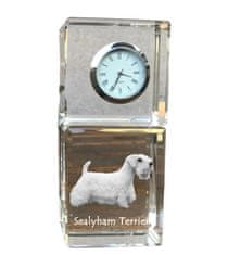 Artdog Sealyham Terrier - křišťálové hodinky s fotkou, fotka psa v křišťálu, personalizované stolní hodiny od Art-Dog