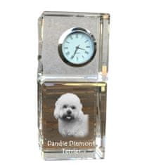 Artdog Dandie Dinmont Terrier - křišťálové hodinky s fotkou, fotka psa v křišťálu, personalizované stolní hodiny od Art-Dog