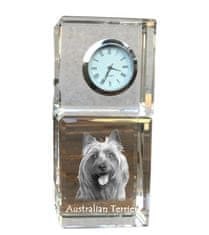 Artdog Australský teriér, Aussie - křišťálové hodinky s fotkou, fotka psa v křišťálu, personalizované stolní hodiny od Art-Dog