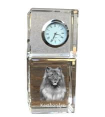 Artdog Wolf Spitz, Keeshond - křišťálové hodinky s fotkou, fotkou psa v křišťálu, personalizované stolní hodiny od Art-Dog