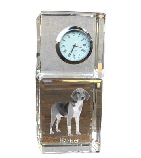 Artdog Harrier - křišťálové hodinky s fotkou, fotkou psa v křišťálu, personalizované stolní hodiny od Art-Dog