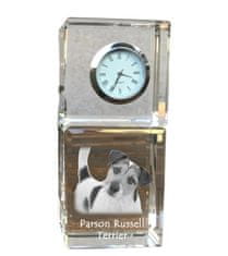 Artdog Parson Russell Terrier - křišťálové hodinky s fotkou, fotka psa v křišťálu, personalizované stolní hodiny od Art-Dog