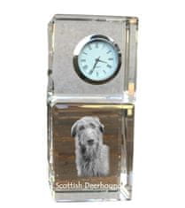 Artdog Scottish Greyhound, Deerhound - křišťálové hodinky s fotografií, fotografie psa v krystalu, personalizované stolní hodiny od Art-Dog