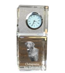 Artdog Chesapeake Bay Retriever - křišťálové hodinky s fotkou, fotka psa v křišťálu, personalizované stolní hodiny od Art-Dog