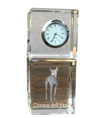 Artdog Cirneco dell'Etna, sicilský chrt - křišťálové hodinky s fotkou, fotka psa v křišťálu, personalizované stolní hodiny od Art-Dog