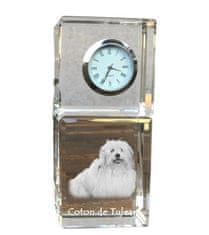 Artdog Coton de Tulear - křišťálové hodinky s fotkou, fotkou psa v křišťálu, personalizované stolní hodiny od Art-Dog