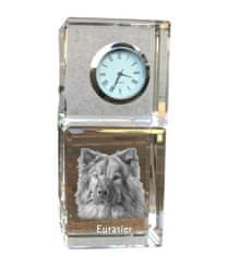 Artdog Eurasier, Eurasian - křišťálové hodinky s fotografií, fotografie psa v krystalu, personalizované stolní hodiny od Art-Dog