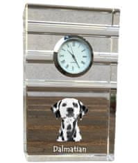 Artdog Dalmatian, Dalmatian Pointer - skleněné hodiny s fotkou, fotkou psa v křišťálu, personalizované stojací hodinky do kanceláře od Art-Dog