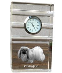 Artdog Pekingese - skleněné hodiny s fotkou, fotkou psa v křišťálu, personalizované stojací hodinky do kanceláře od Art-Dog