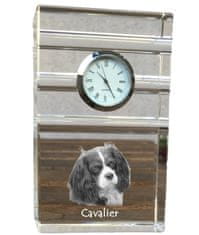 Artdog Cavalier King Charles Spaniel - skleněné hodiny s fotkou, fotkou psa v křišťálu, personalizované stojací hodinky do kanceláře od Art-Dog