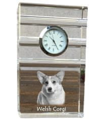 Artdog Pembroke Welsh Corgi - skleněné hodiny s fotkou, fotkou psa v křišťálu, personalizované stojací hodinky do kanceláře od Art-Dog