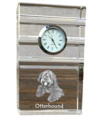 Artdog Otterhound, Vydří pes - skleněné hodiny s fotkou, fotka psa v křišťálu, personalizované stojící hodinky do kanceláře od Art-Dog