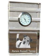 Artdog Parson Russell Terrier - skleněné hodiny s fotkou, fotkou psa v křišťálu, personalizované stojací hodinky do kanceláře od Art-Dog