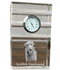 Artdog Scottish Greyhound, Deerhound - skleněné hodiny s fotkou, fotkou psa v křišťálu, personalizované stojící hodinky do kanceláře od Art-Dog