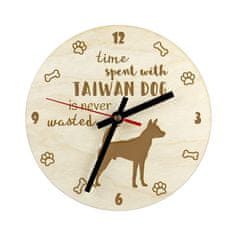 Artdog Taiwanský pes - hodiny se psem, dřevěné hodiny s rytinou, personalizované hodiny od Art-Dog