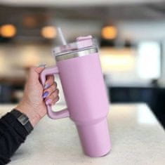 CoZy Termální hrnek 1L s rukojetí a slámkou, 1L Tumbler - Lilac