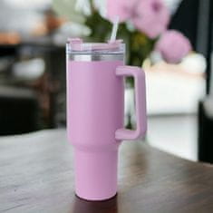 CoZy Termální hrnek 1L s rukojetí a slámkou, 1L Tumbler - Lilac