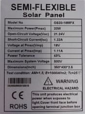 Fotovoltaický solární panel 12V/20W, flexibilní OS20-18MFX, MC-4