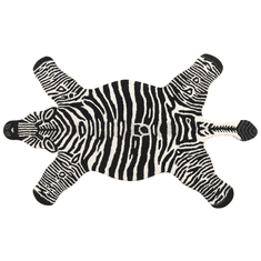 shumee Vlněný dětský koberec zebra 100 x 160 cm bílý/černý MARTY