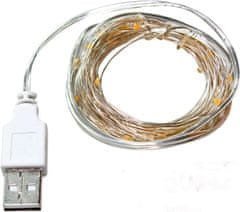 AUR Vnitřní USB mikro řetěz 5m-50led, studená bílá