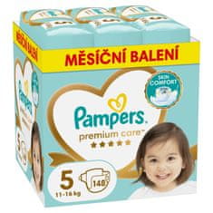 Pampers Pleny jednorázové Premium Care vel. 5 (148 ks) 11-16 kg - měsíční balení