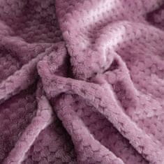 Inny Fleecové povlečení PressCozy 160x200 velur růžový geometrický motiv