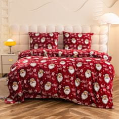 Inny Fleecové povlečení XmasCozy 160x200 velur slavnostní červený bílý Santa Claus