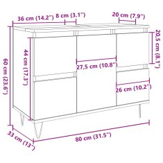 Vidaxl Koupelnová skříňka betonově šedá 80x33x60 cm kompozitní dřevo