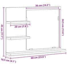 Vidaxl Koupelnová skříňka se zrcadlem dub artisan 60 x 10,5 x 45 cm