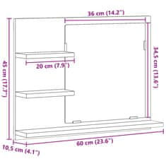 Vidaxl Koupelnová skříňka se zrcadlem betonově šedá 60 x 10,5 x 45 cm