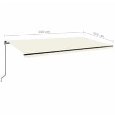 Vidaxl Ručně zatahovací markýza s LED světlem 600 x 350 cm krémová