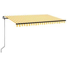 Vidaxl Ručně zatahovací markýza s LED světlem 400 x 350 cm žlutobílá