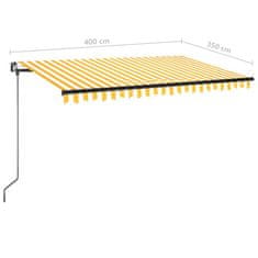 Vidaxl Ručně zatahovací markýza s LED světlem 400 x 350 cm žlutobílá